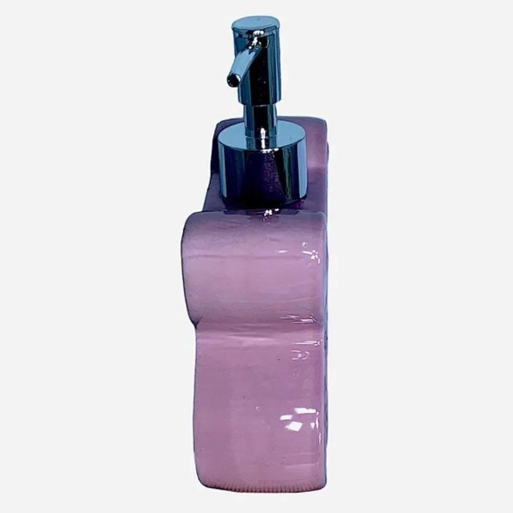 Matt & Maddie Butterfly Soap Lotion Dispenser Embossed 3D Floral Ceramic Pink
